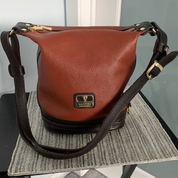 Valentina Burnt Orange and Dark Brown Bucket Bag - Picture 1 of 4